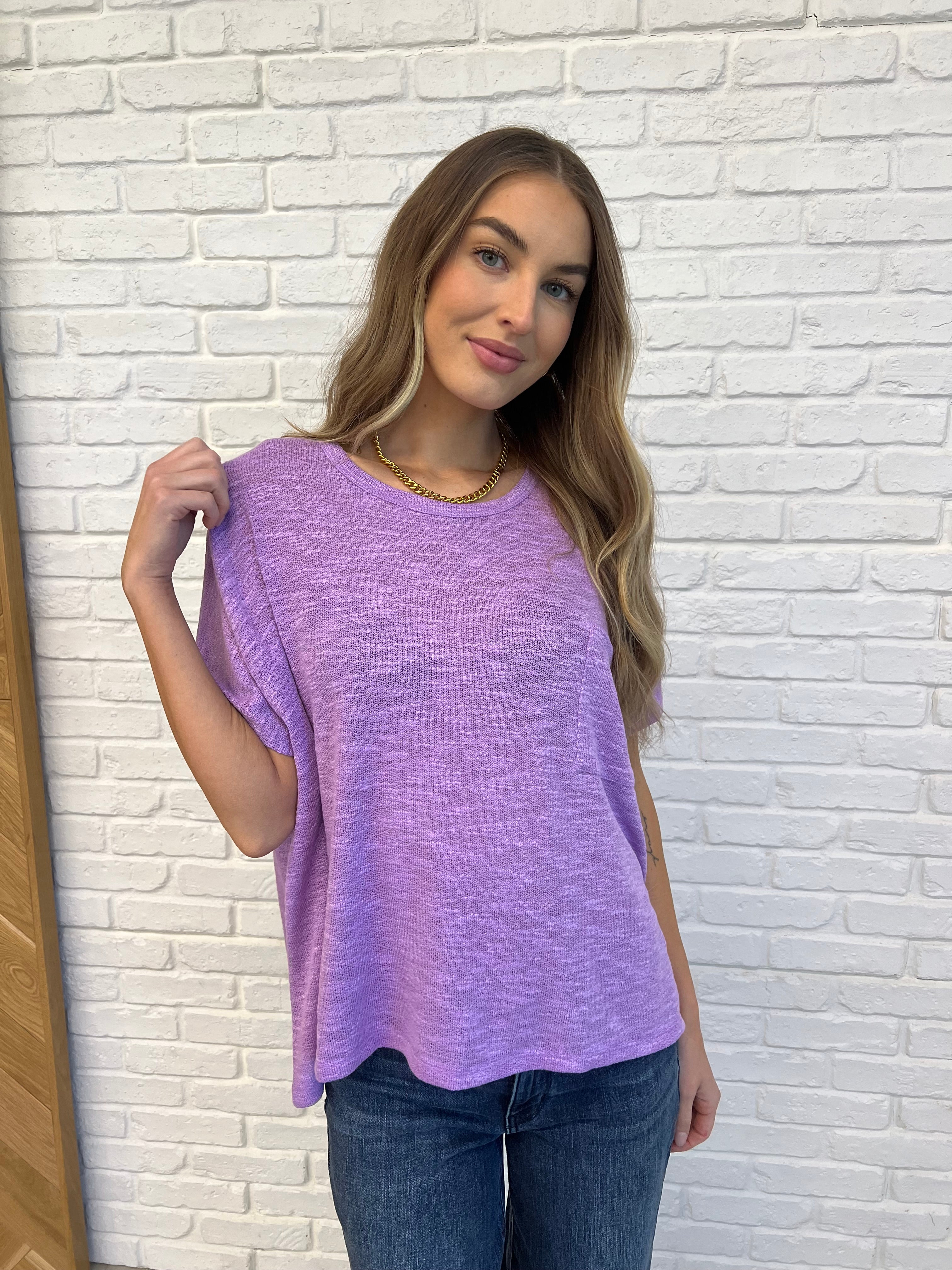 Zenana Basically Flowing Dolman Sleeve Top in B Lavender Womens