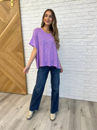 Zenana Basically Flowing Dolman Sleeve Top in B Lavender Womens