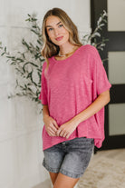 Zenana Basically Flowing Dolman Sleeve Top in Hot Pink Womens
