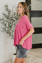 Zenana Basically Flowing Dolman Sleeve Top in Hot Pink Womens