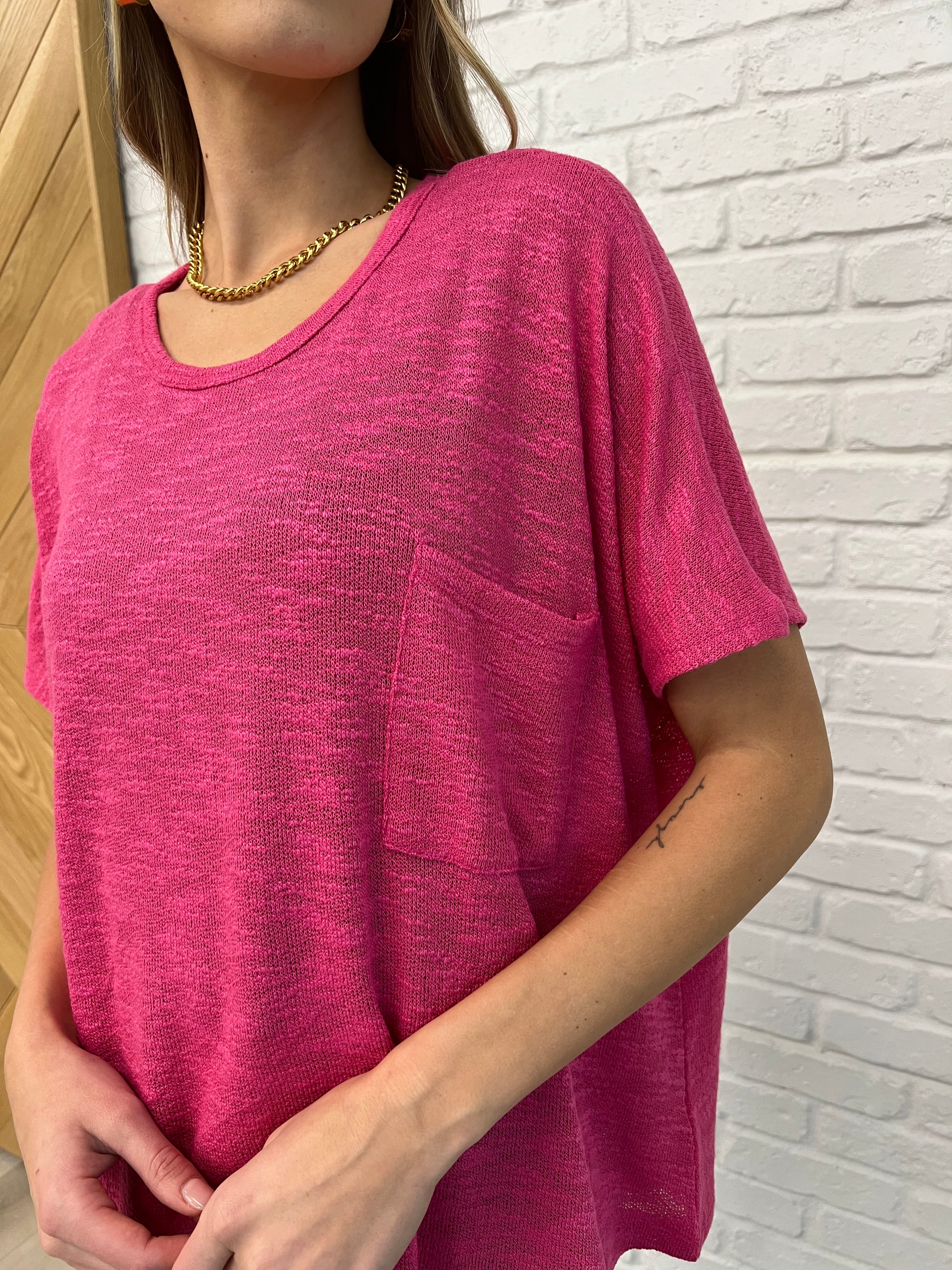 Zenana Basically Flowing Dolman Sleeve Top in Hot Pink Womens