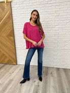 Zenana Basically Flowing Dolman Sleeve Top in Hot Pink Womens