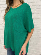 Zenana Basically Flowing Dolman Sleeve Top in Kelly Green Womens