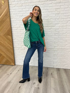 Zenana Basically Flowing Dolman Sleeve Top in Kelly Green Womens