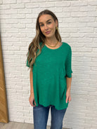 Zenana Basically Flowing Dolman Sleeve Top in Kelly Green Womens