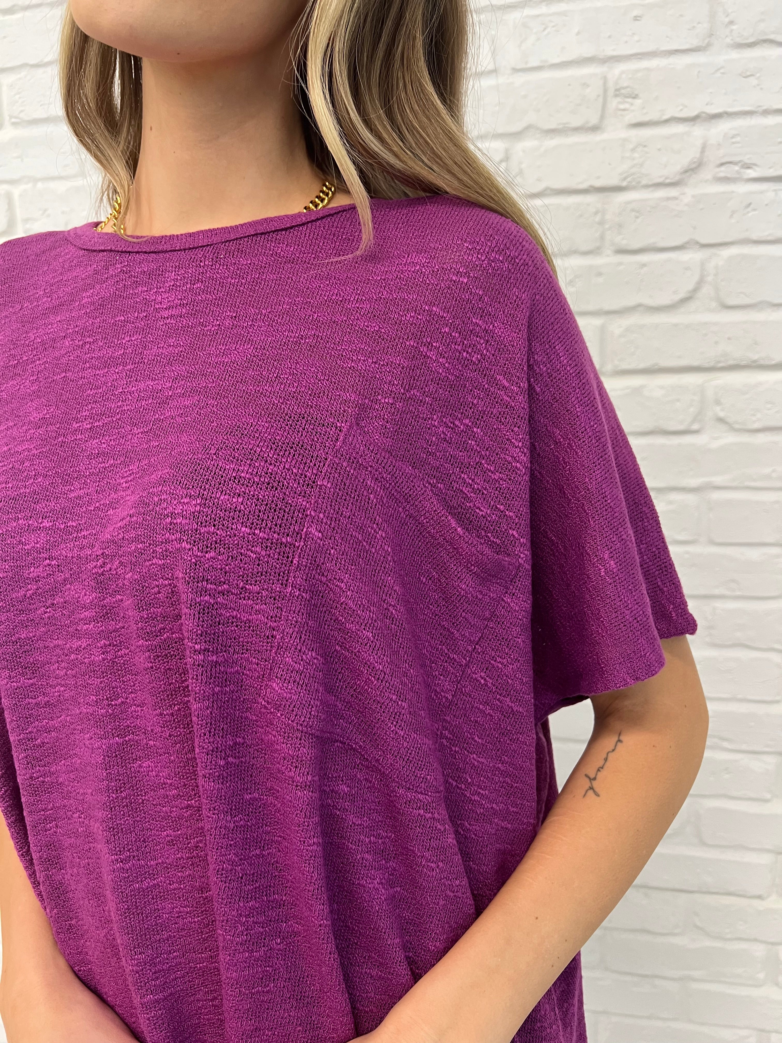 Zenana Basically Flowing Dolman Sleeve Top in Lt Plum Womens