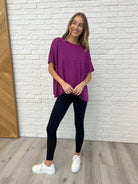 Zenana Basically Flowing Dolman Sleeve Top in Lt Plum Womens