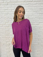 Zenana Basically Flowing Dolman Sleeve Top in Lt Plum Womens