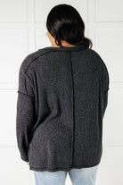 Zenana Basically Freezing Ribbed Brushed Hacci Top in Black Tops