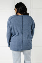 Zenana Basically Freezing Ribbed Brushed Hacci Top in Dusty Blue Tops