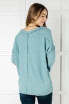 Zenana Basically Freezing Ribbed Brushed Hacci Top in Dusty Teal Tops