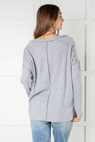 Zenana Basically Freezing Ribbed Brushed Hacci Top in Heather Grey Tops