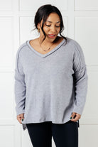 Zenana Basically Freezing Ribbed Brushed Hacci Top in Heather Grey 2XL Tops