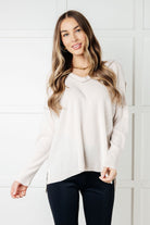 Zenana Basically Freezing Brushed Hacci Top in Sand Beige Tops