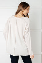 Zenana Basically Freezing Brushed Hacci Top in Sand Beige Tops