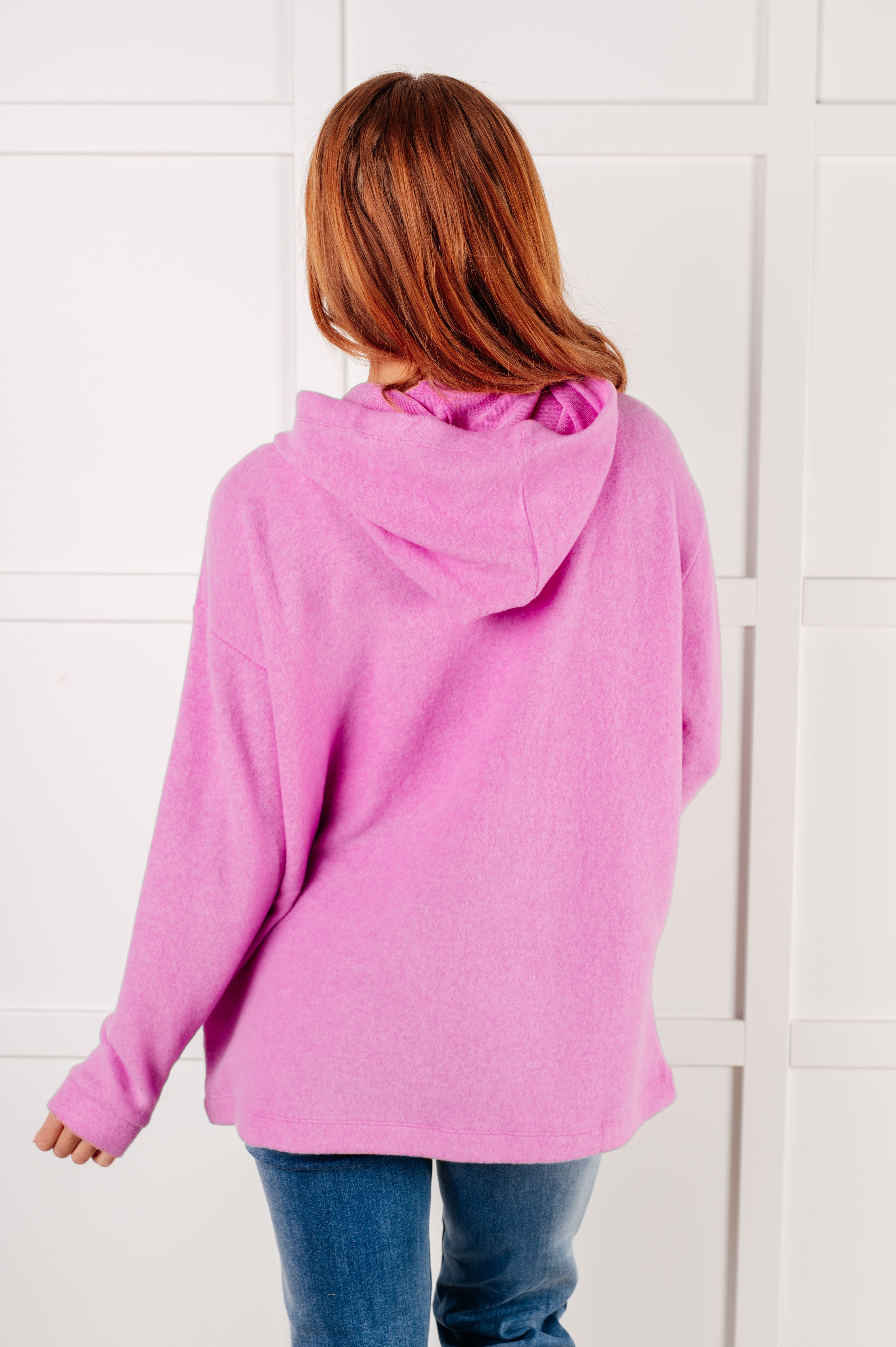 Zenana Basically My Favorite Hooded Pullover in Bright Mauve Tops