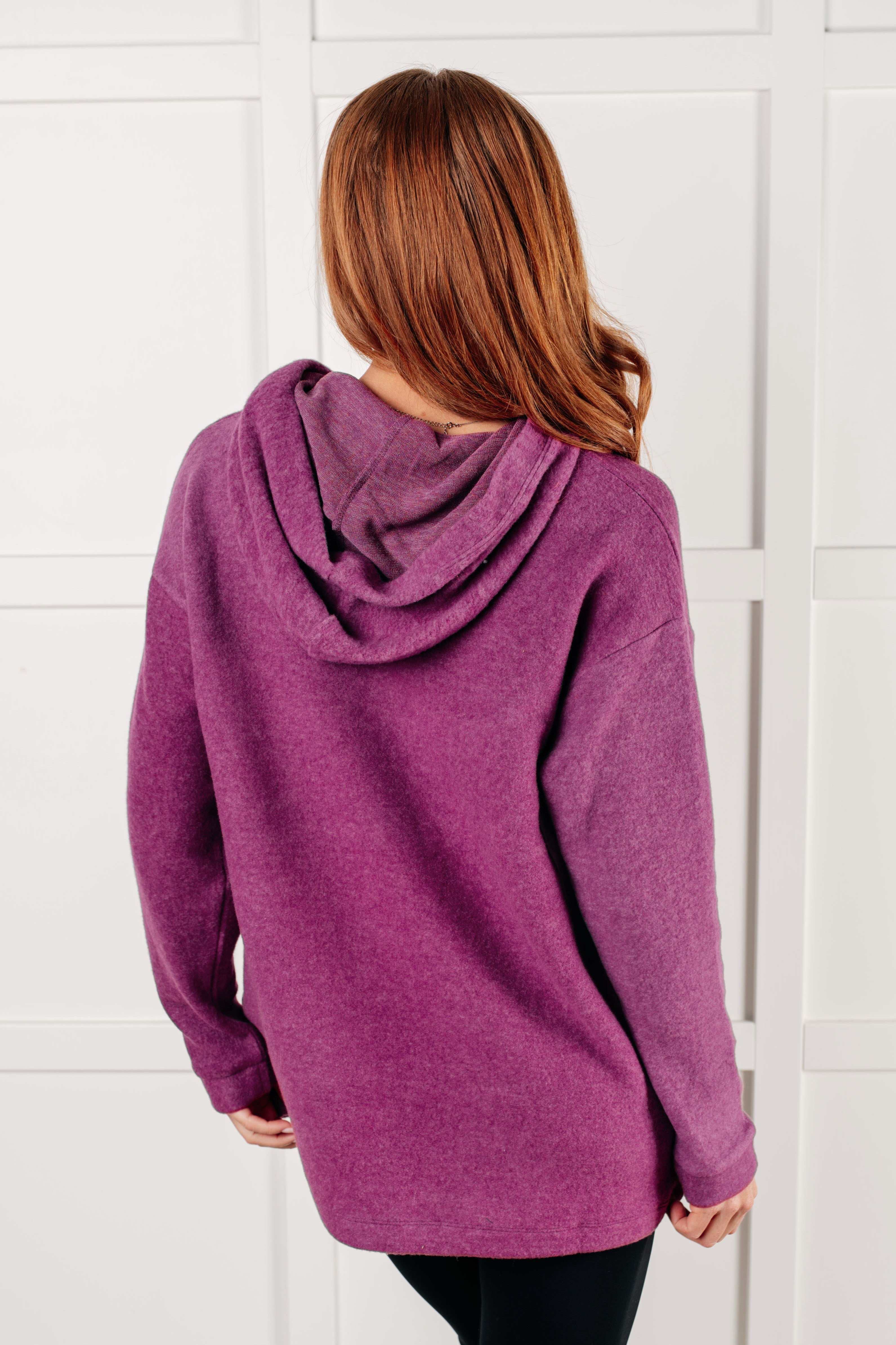 Zenana Basically My Favorite Hooded Pullover in Light Plum Tops