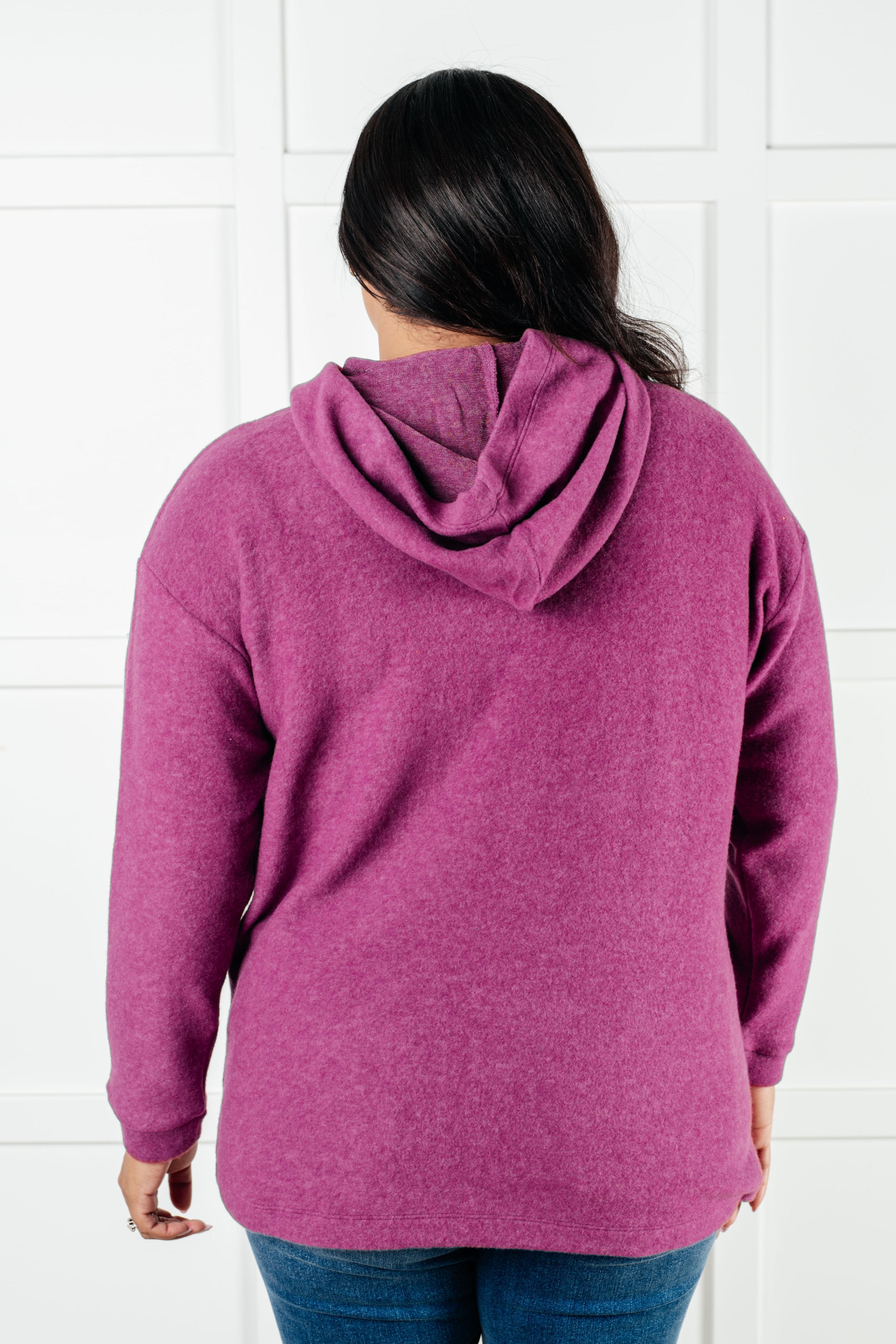 Zenana Basically My Favorite Hooded Pullover in Light Plum Tops