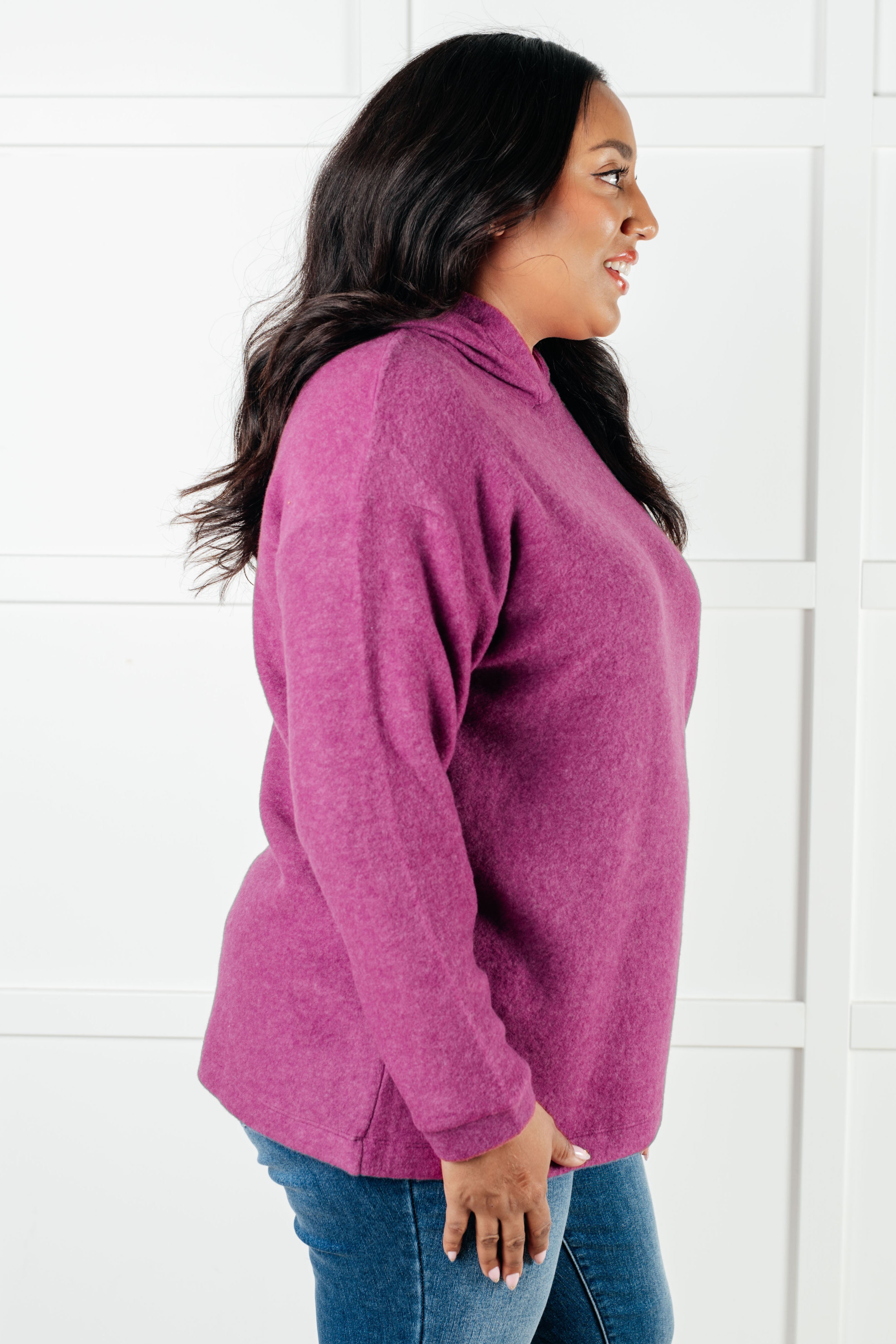 Zenana Basically My Favorite Hooded Pullover in Light Plum Tops