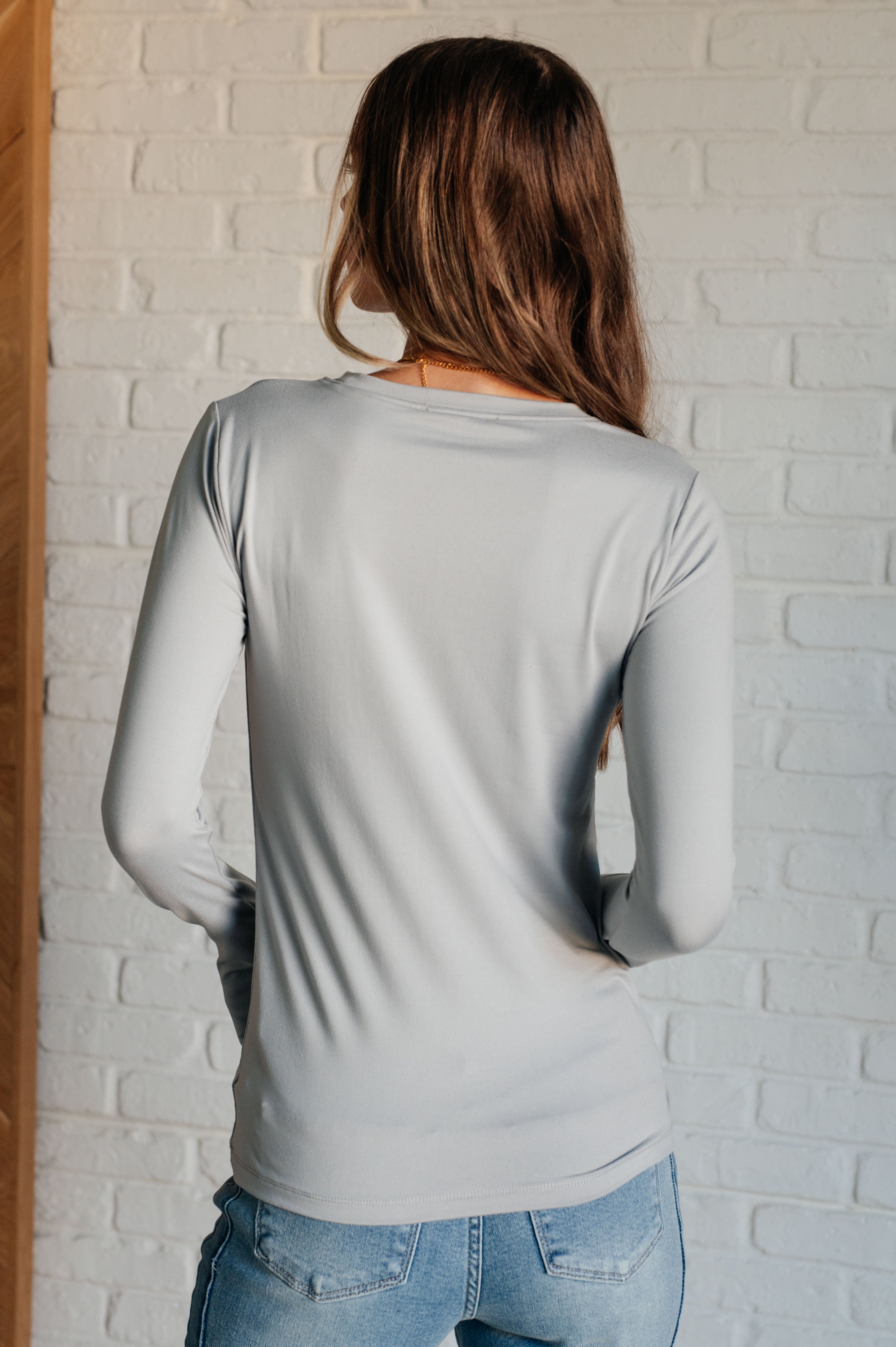 Zenana Basically Perfect Brushed Microfiber Tee in Light Grey Shirts & Tops