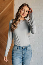 Zenana Basically Perfect Brushed Microfiber Tee in Light Grey Shirts & Tops