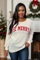 Heimish Ivory Ribbed Be Merry Pullover BoutiqueSimplified