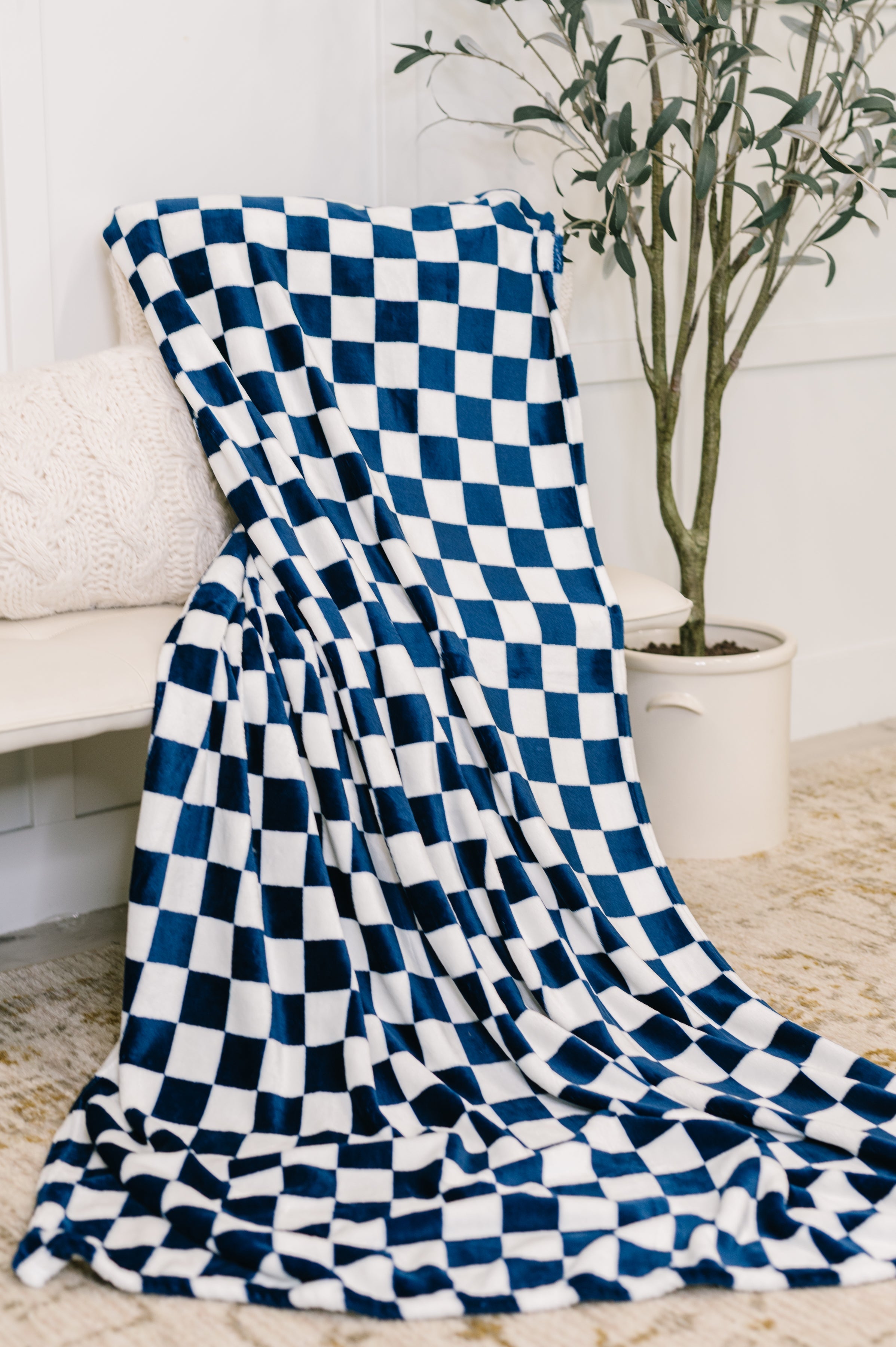 Berry Cozy Checkered Blanket Womens