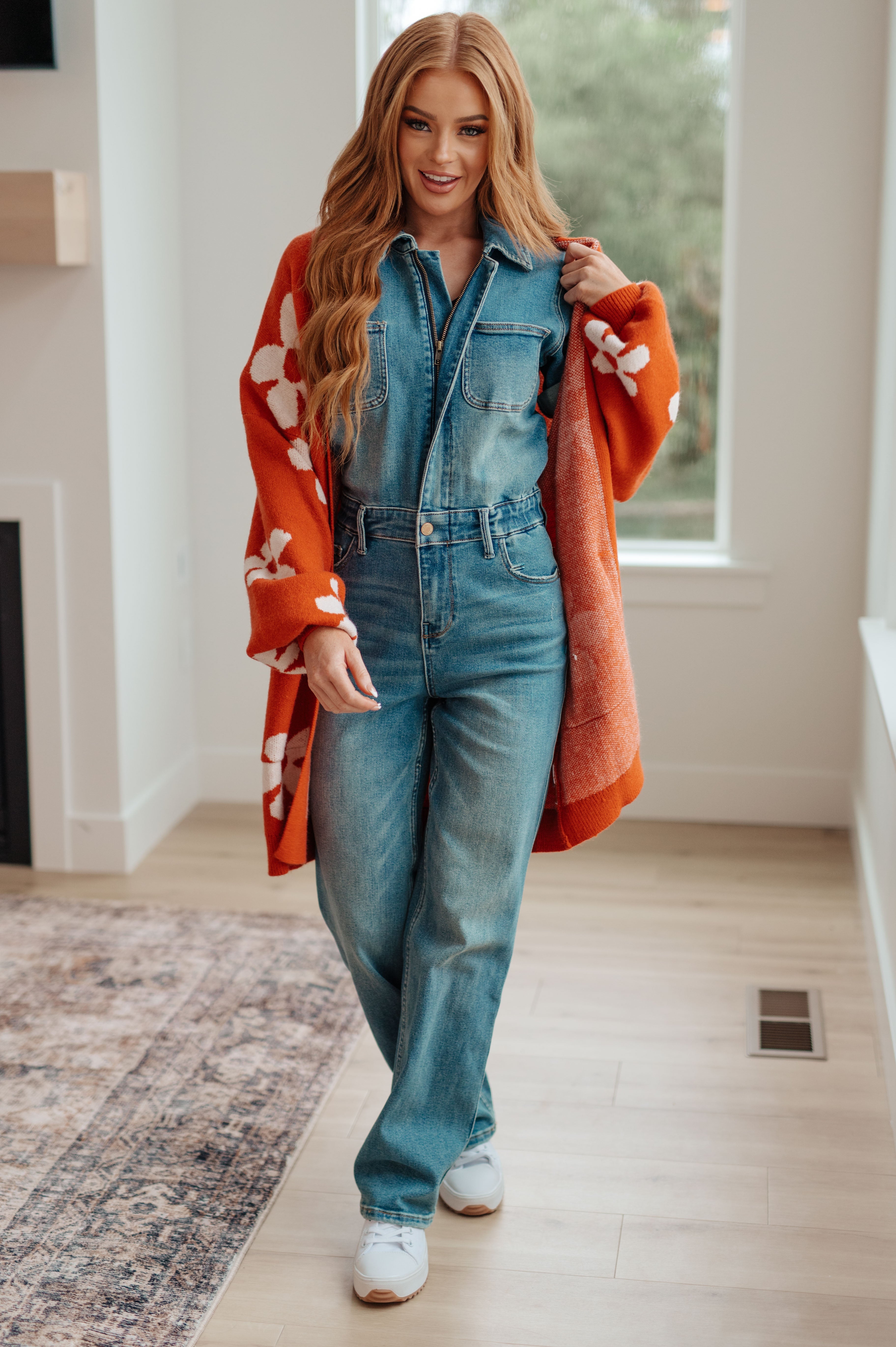 Jodil Anyways Floral Cardigan in Burnt Orange – Ruby Idol Apparel
