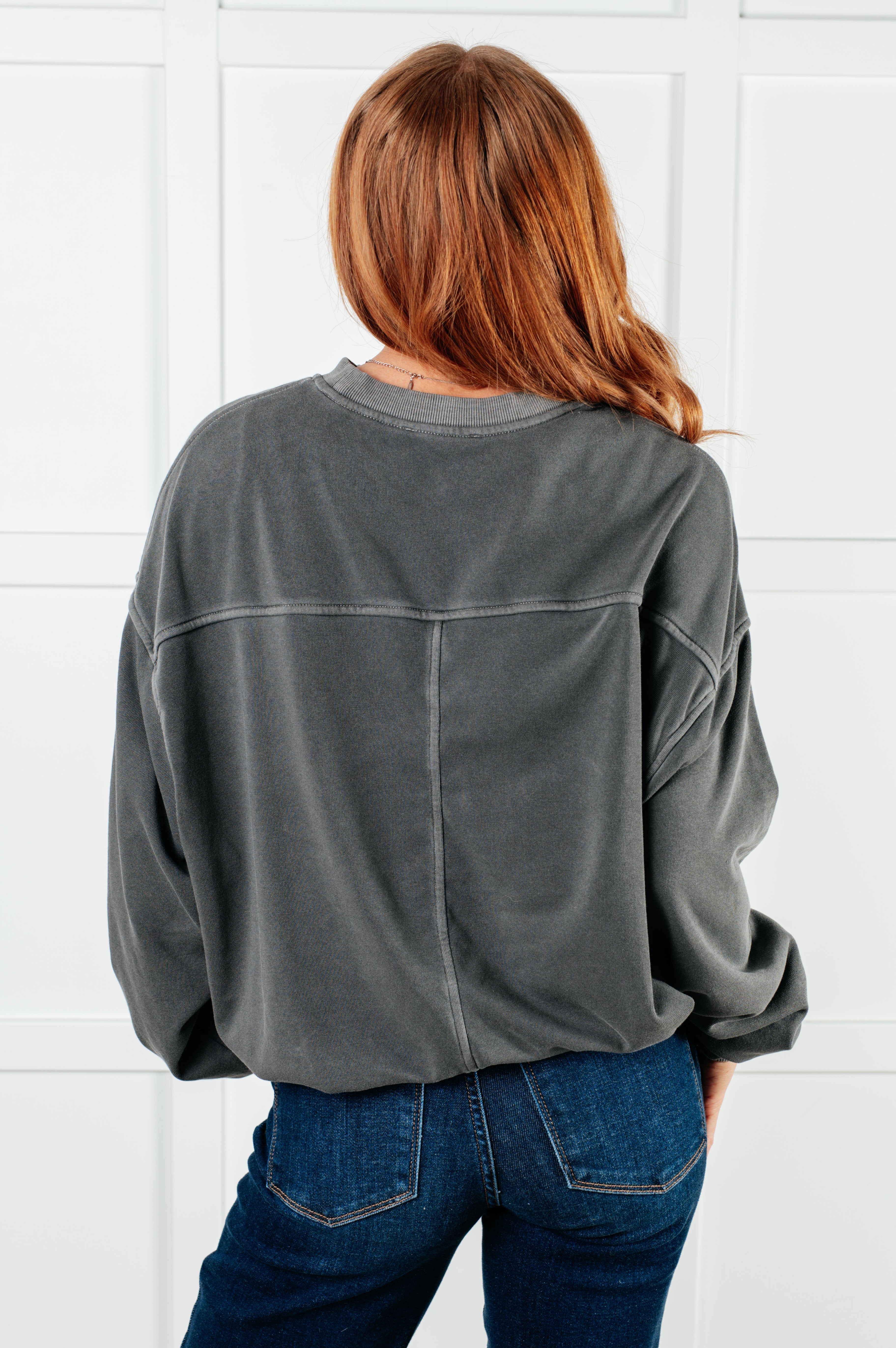 Zenana Beyond the Basics Pullover in Ash Black Tops