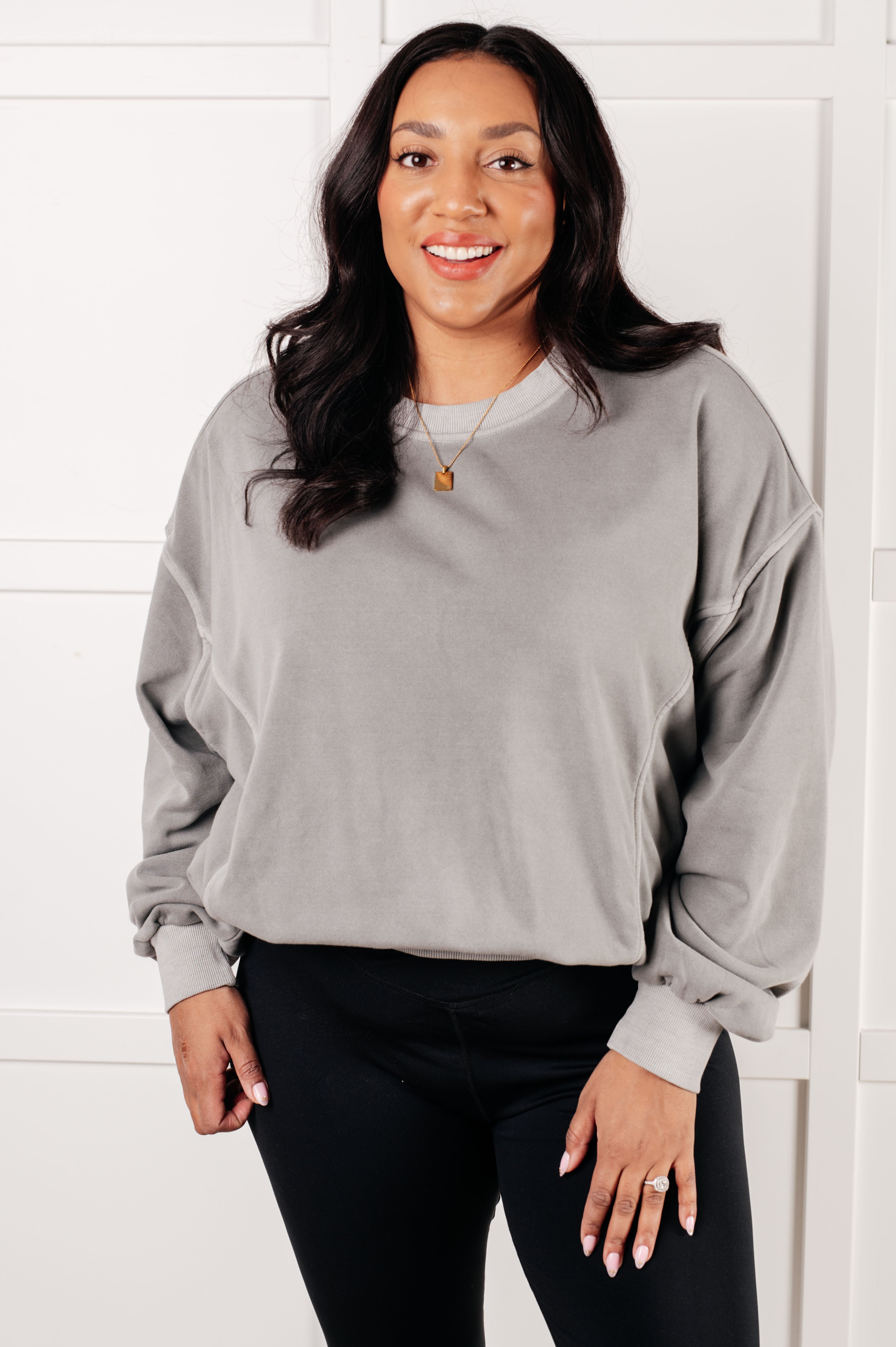 Zenana Beyond the Basics Pullover in Sleet 2XL Tops