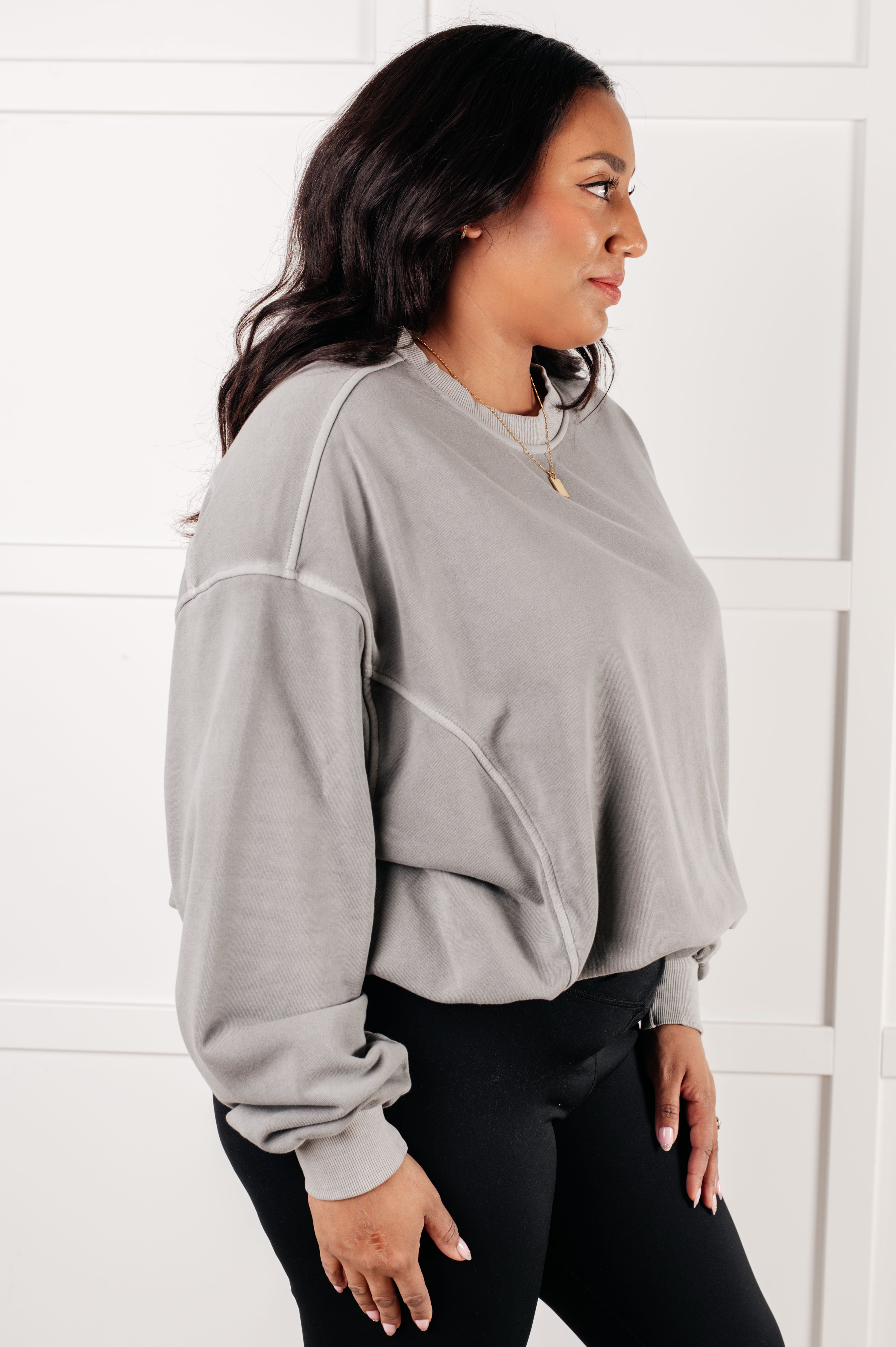 Zenana Beyond the Basics Pullover in Sleet Tops