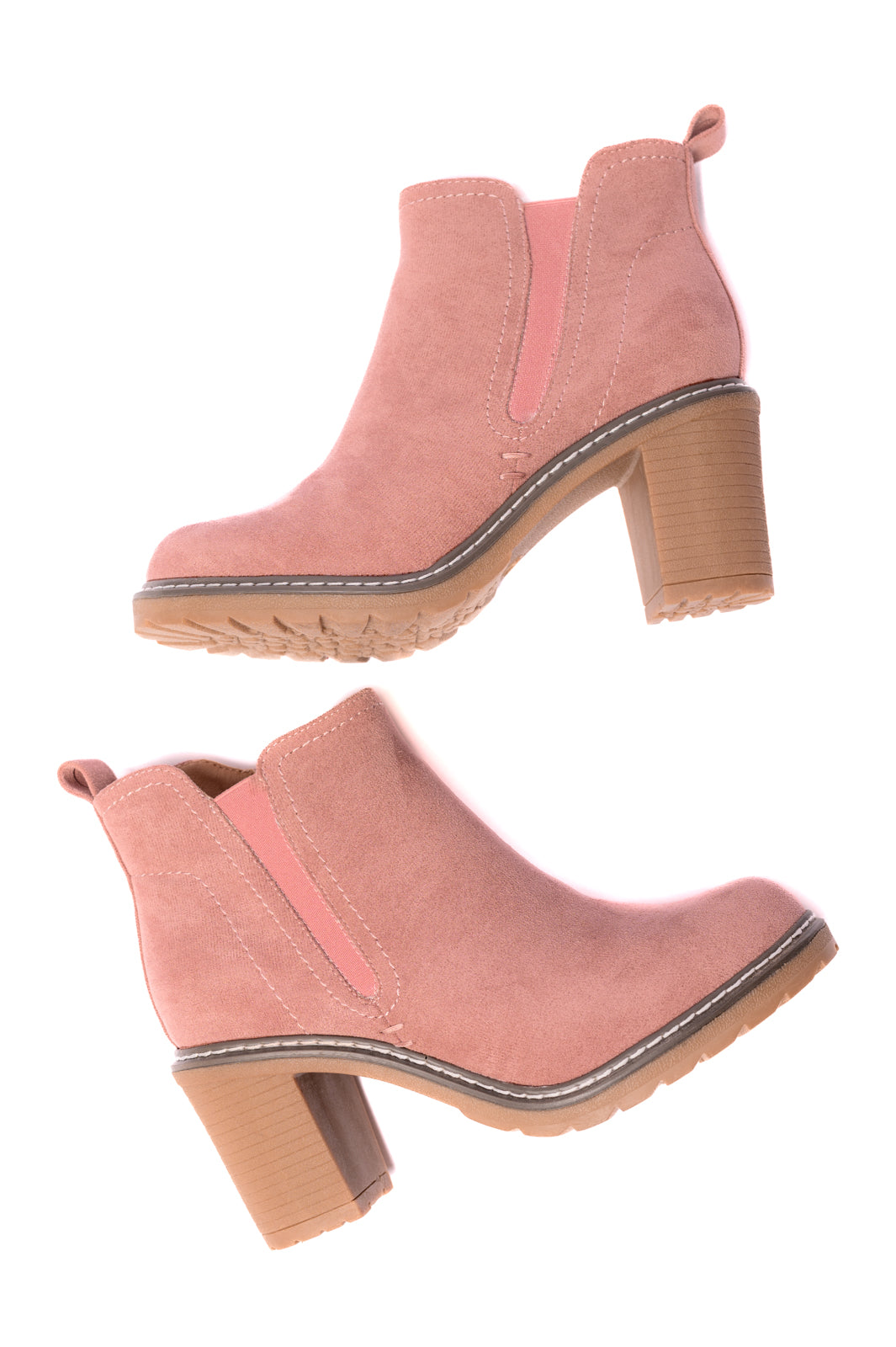 Corkeys Bite Me Bootie in Blush Faux Suede Ave Shops