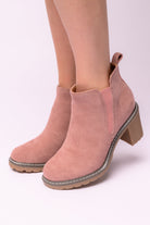 Corkeys Bite Me Bootie in Blush Faux Suede Ave Shops