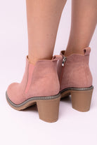 Corkeys Bite Me Bootie in Blush Faux Suede Ave Shops