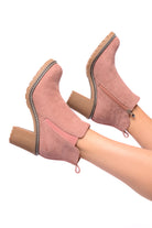 Corkeys Bite Me Bootie in Blush Faux Suede Ave Shops