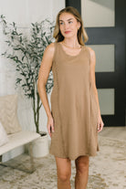 Yelete Blank Slate Scoop Neck Tank Dress in Mocha Womens
