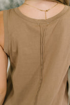 Yelete Blank Slate Scoop Neck Tank Dress in Mocha Womens