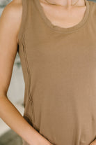 Yelete Blank Slate Scoop Neck Tank Dress in Mocha Womens