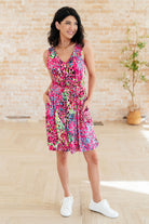 White Birch Bless Your Heart V-Neck Dress in Neon Fuchsia Dresses