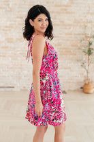 White Birch Bless Your Heart V-Neck Dress in Neon Fuchsia Dresses