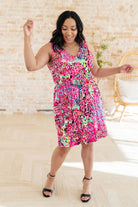 White Birch Bless Your Heart V-Neck Dress in Neon Fuchsia Dresses