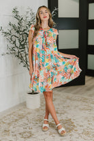Haptics Bless Your Love Tiered Dress in Ivory, Orange and Mint Womens