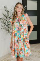 Haptics Bless Your Love Tiered Dress in Ivory, Orange and Mint Womens