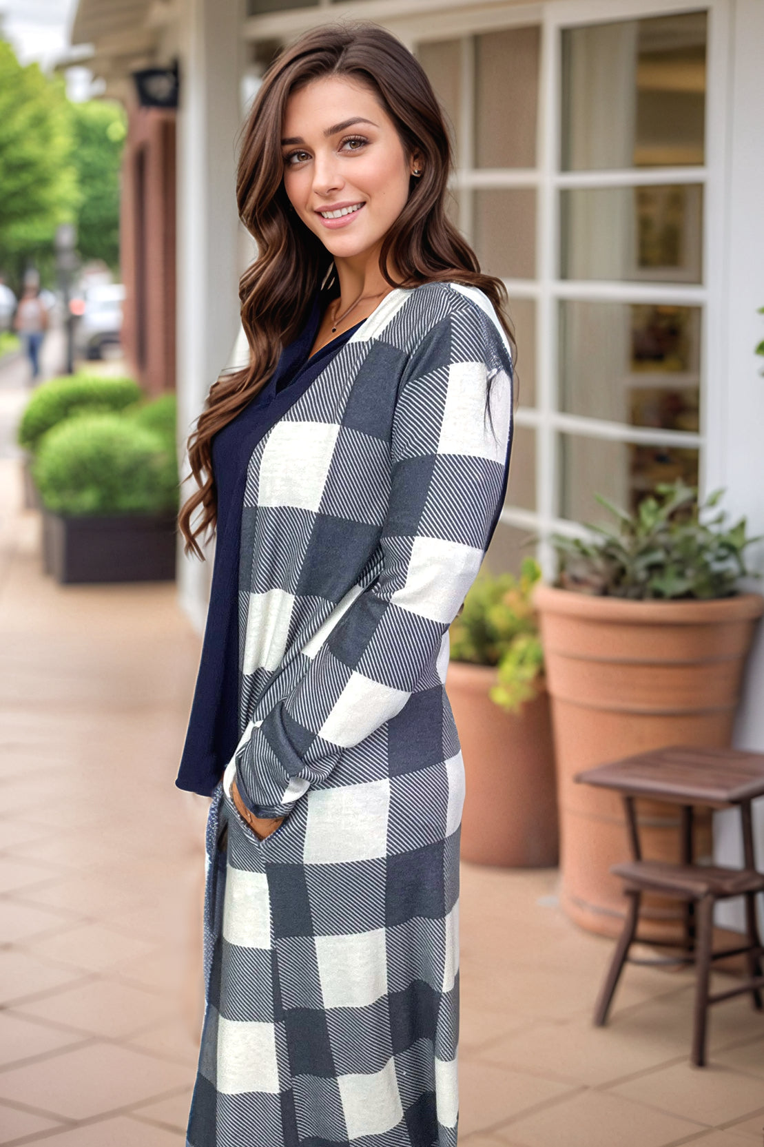 Heimish Blizzard Blue Plaid Duster