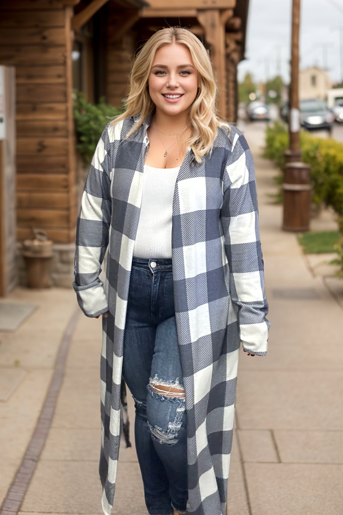 Heimish Blizzard Blue Plaid Duster