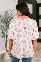Haptics Blooming Season Split Neck Floral Blouse Womens