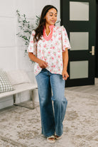 Haptics Blooming Season Split Neck Floral Blouse Womens