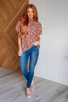 One Eleven North Bohemian Moment Floral Mock Neck Blouse Ave Shops