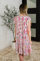 Haptics Boho and Behold Flutter Sleeve Dress in Blush/Fuchsia/Mint Womens