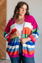 BiBi Bold Flirt Multi Color Stripe Button Down Cardigan 3XL Ave Shops